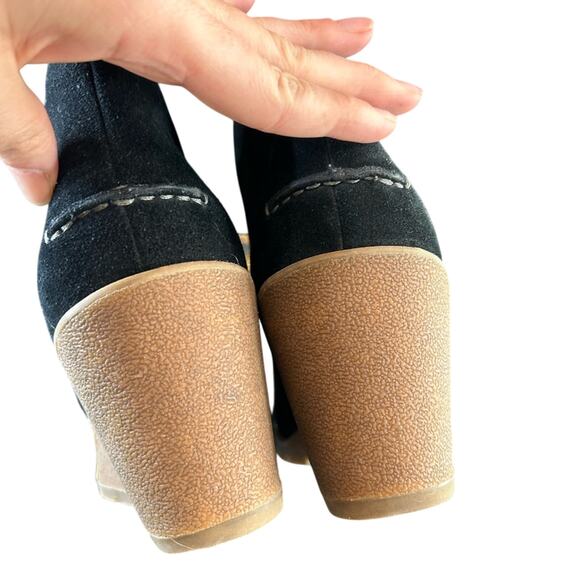 Sperry Black and Tan Wedge Boots with Suede Finish SZ 10 - Picture 2 of 5